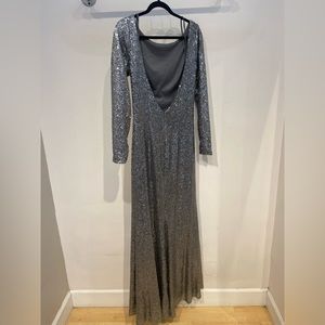 Floor length long sleeve, sequin, size 12, color: gunmetal